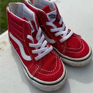Red toddler Vans high tops 8.5
